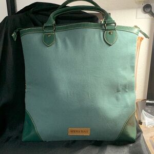 Myra Bag Mirage Duo Teal/Green Leather  Tote Bag With Aztec Print